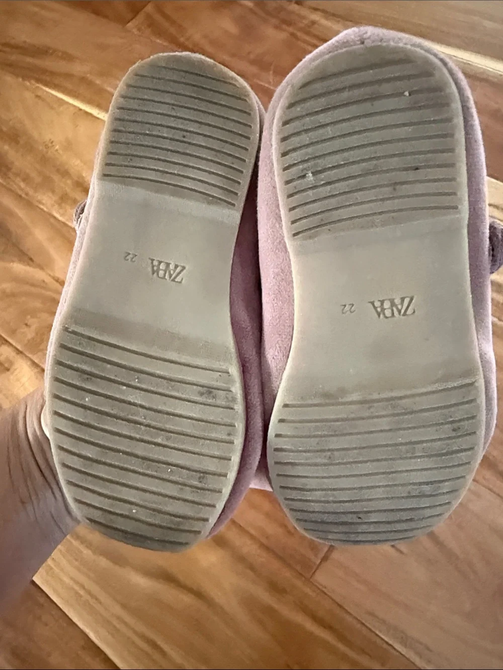 Zara Girls Light Brown Velvet Mary Jane Shoes